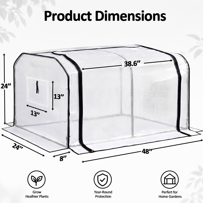  Mini Greenhouse with Double Roll-Up Doors, PE Cover and Mesh Screen, 4'W x 2'D, 2' H x 4' W x 2' D