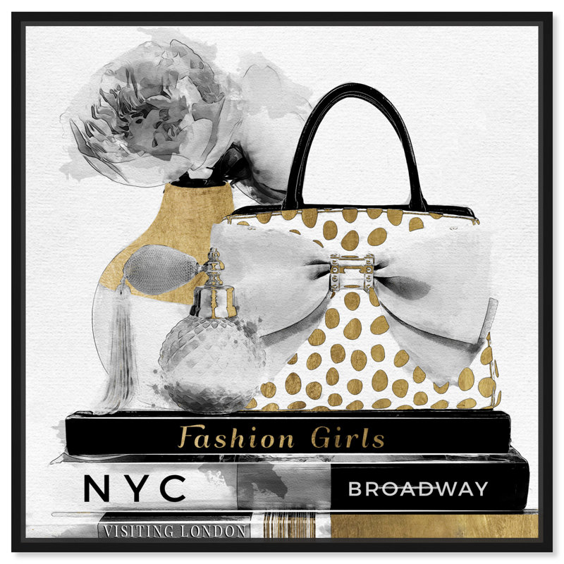 «Fashion and Glam My Girly Essentials Square Essentials», reproduction d'art sur toile, H 20 po x l 20 po x 1,5 po
