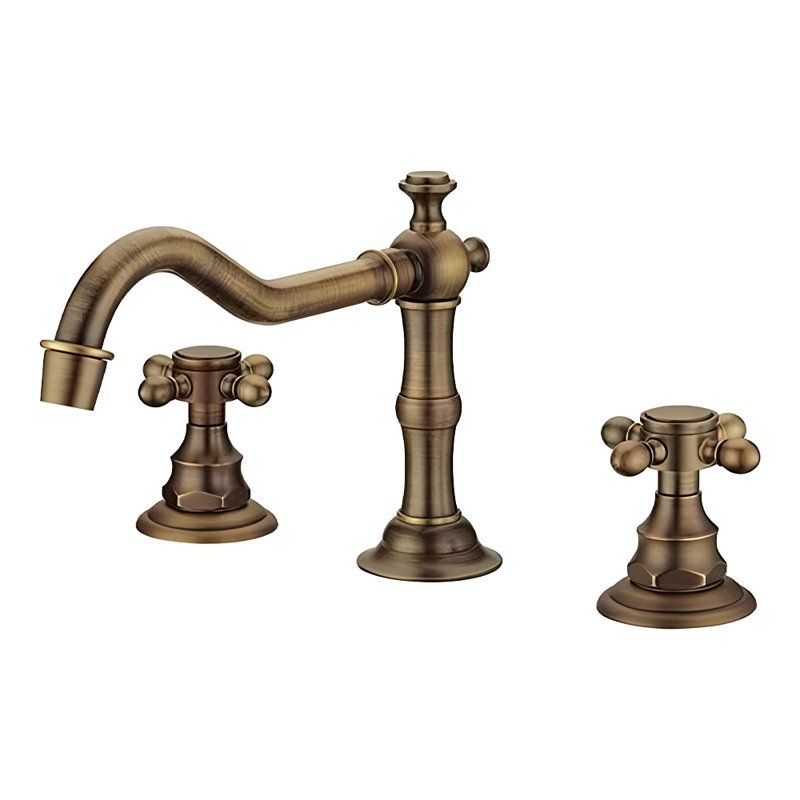 Fontana Modena Widespread 8" Antique Brass Bathroom Sink Faucet Dual Handle Mixer