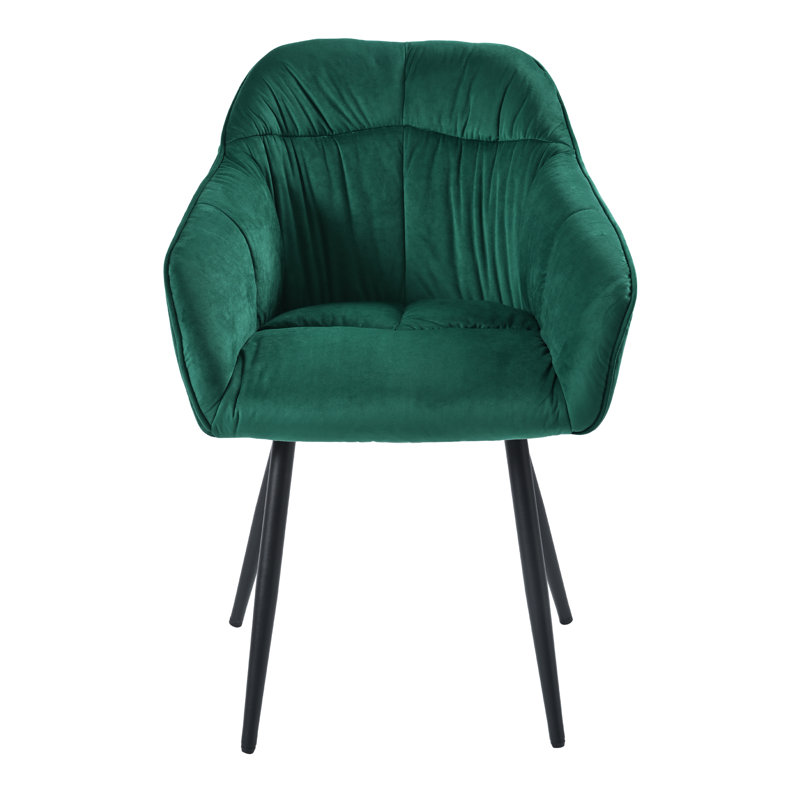 Ottilie 42cm H Velvet Upholstered Metal Upholstered Back Armchair, Green