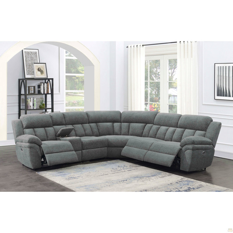 Canapé modulaire inclinable électrique Divine anthracite 6 pièces