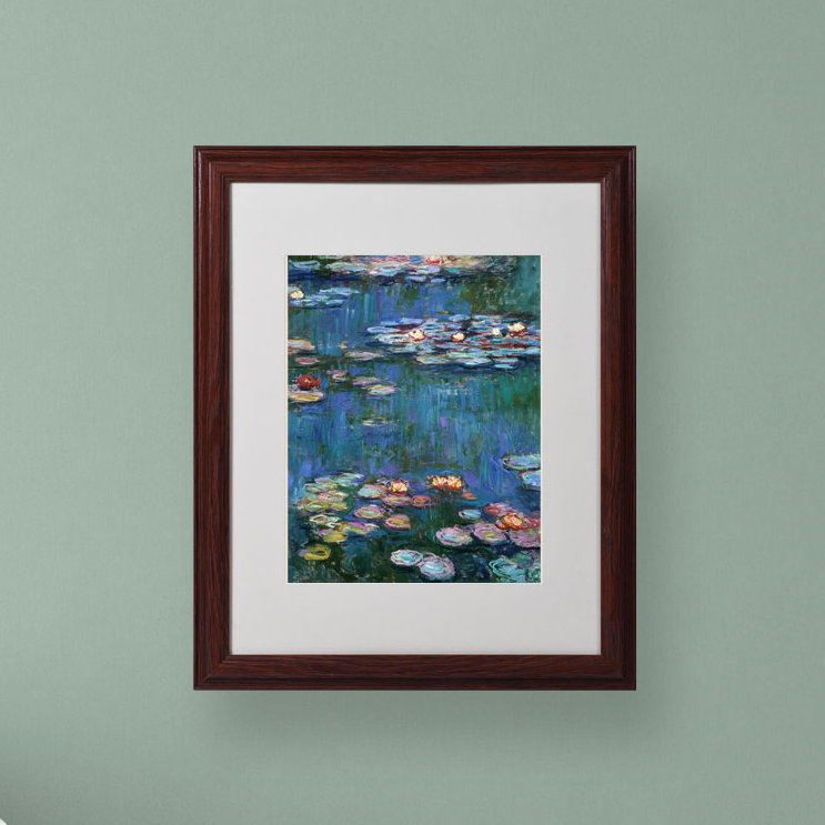 «Waterlilies Classic» par Claude Monet, reproduction d'art sur toile encadrée, H 20 po x l 16 po x P 0,5 po, Brun