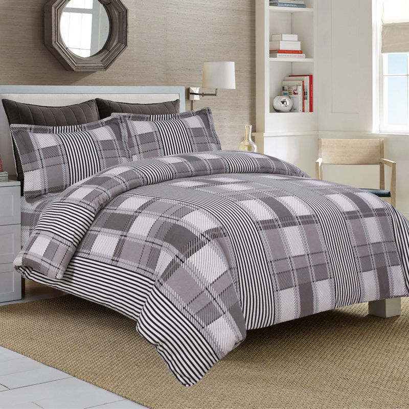 Flannel 100% Cotton Plaid Sheet Set, Twin