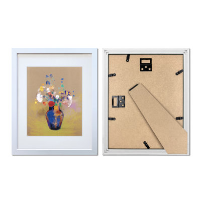 11x14 Picture Frame Set of 2 Made of Solid Wood Photo Frames with Real Glass for Pictures 8x10 with Mat or 11x14 Without Mat, Wall Mounting or Tabletop display Photo Frames in White