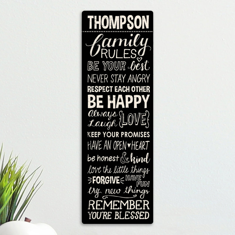 « family rules », art textuel personnalisé sur toile