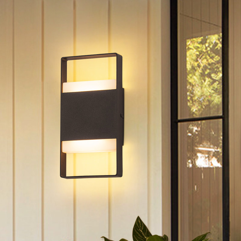 2 - Light IP54 LED Geometric Rectangle Black Outdoor Wall Light
