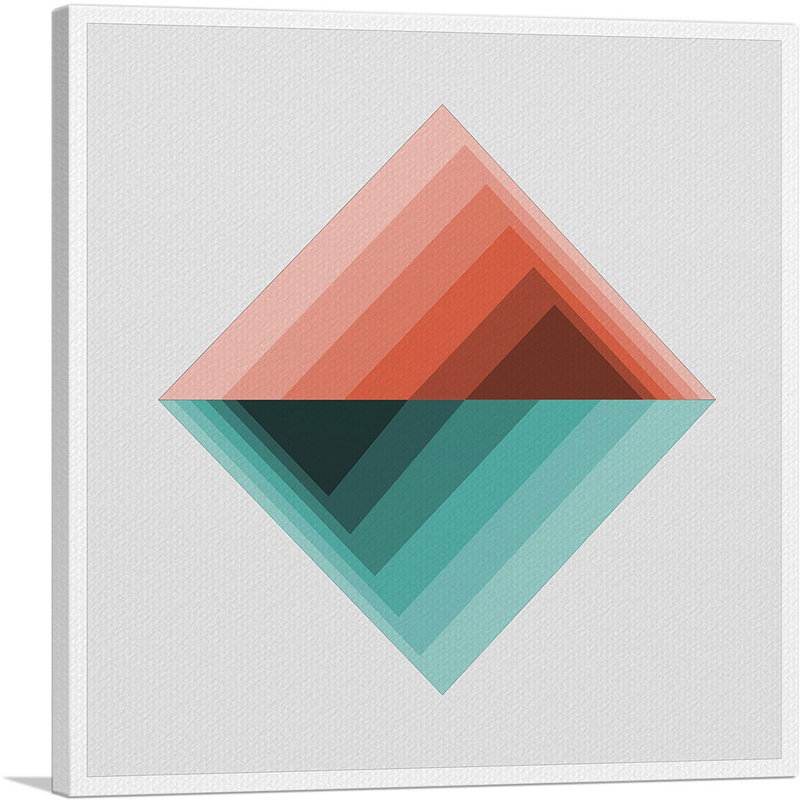 Impression sur toile tendue, Mid-Century Modern Orange and Teal, H 26 po x l 26 po x P 0,75 po