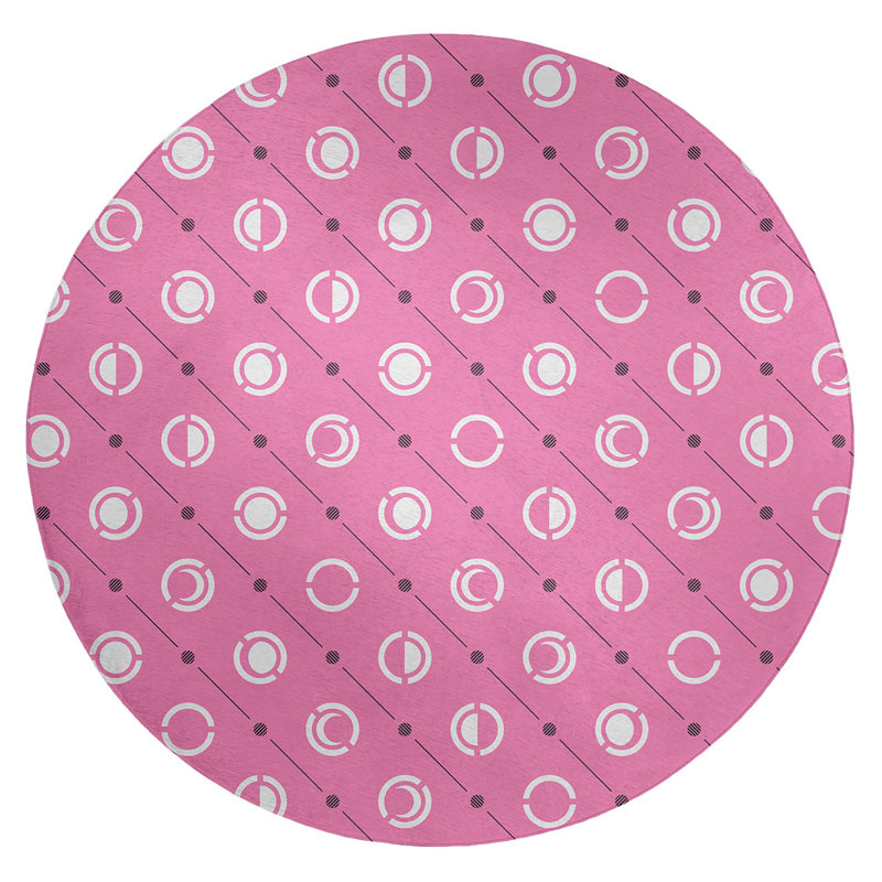Chenille Geometric Indoor Rug, Round 5'