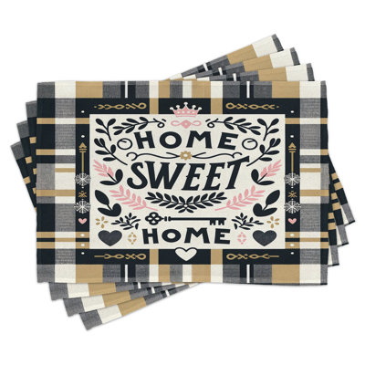 Polyester Pink Camel Charcoal Grey Rectangle Placemat