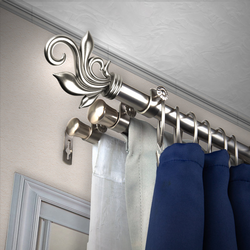 Ensemble de tringle à rideaux réglable 0,81 po Agim, 120" - 170", Nickel satiné