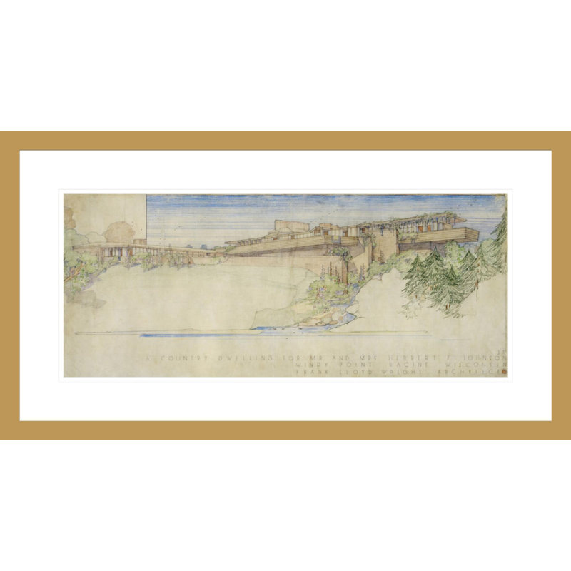 «Herbert Racine WI» par Frank Lloyd Wright - reproduction encadrée giclée, H 22,64 po x l 29,5 po