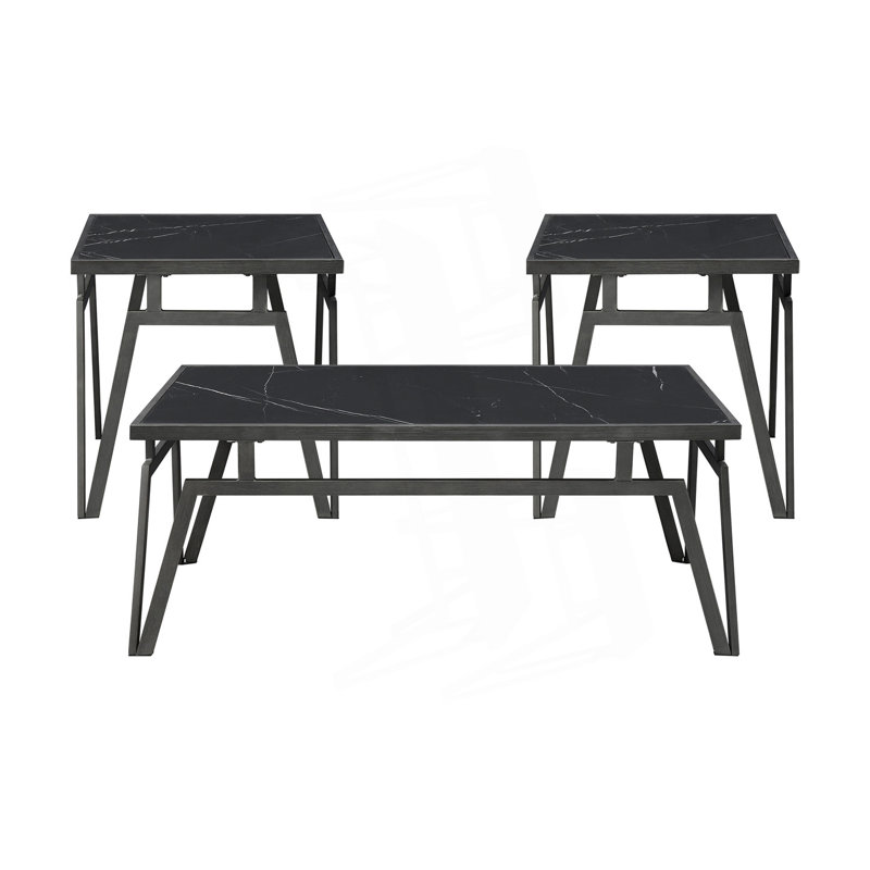 Ensemble de table d'appoint 3 pièces, table basse et 2 tables de bout Modern