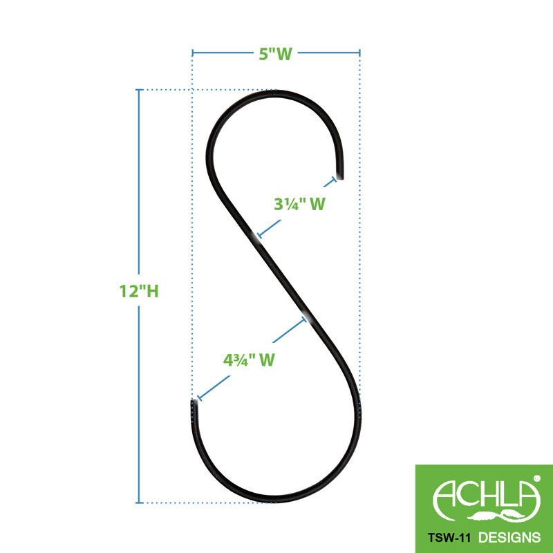 Black Metal S-Hook Plant Hangers, Pack of 2