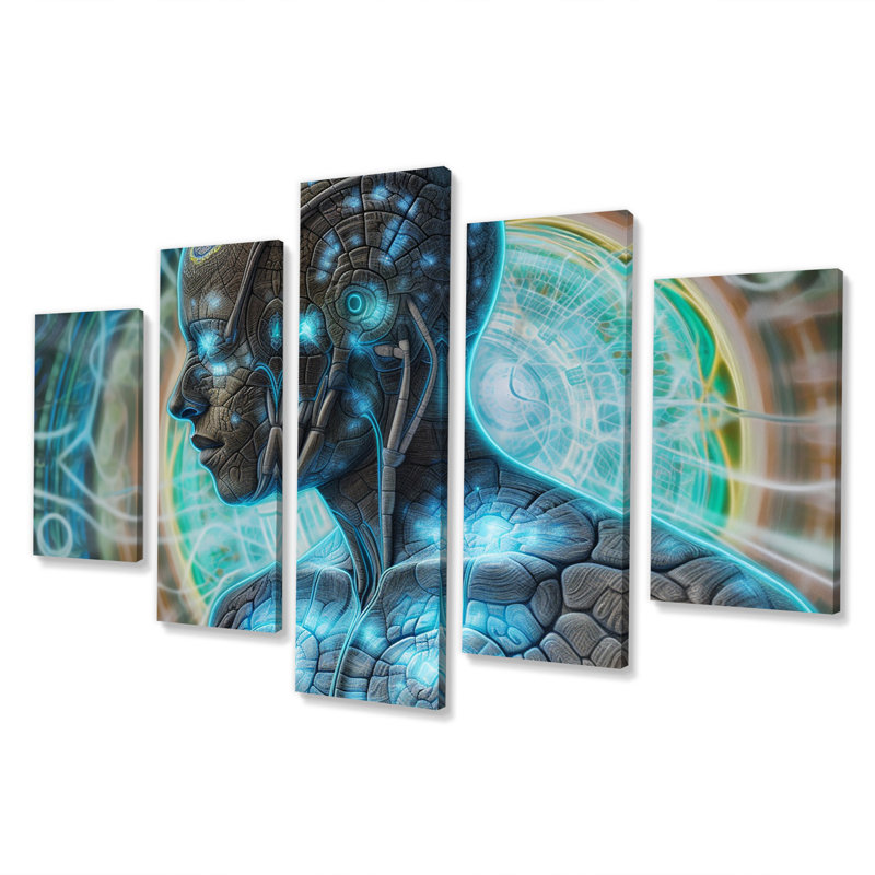 Cybogue futur de la télépathie turquoise - robot - 5 panneaux