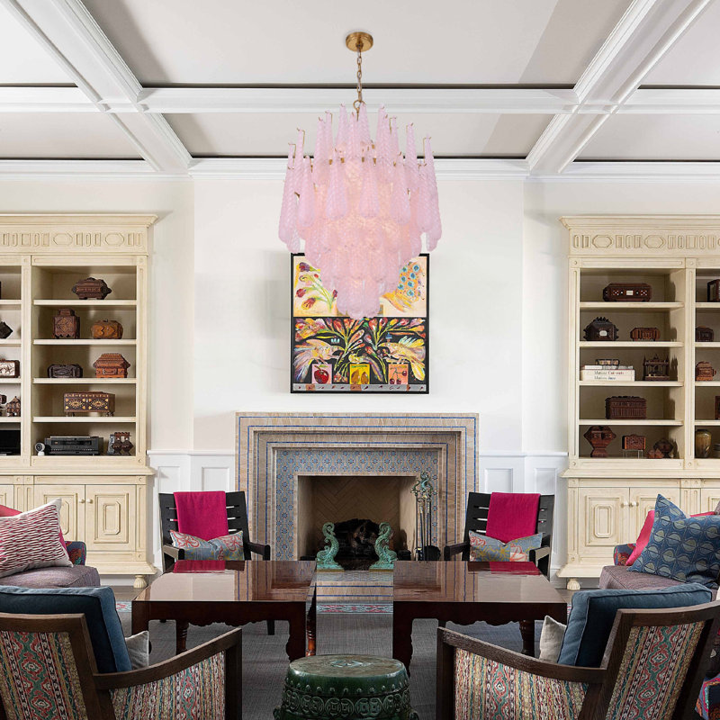 Michailo 16 Light Aged Brass Chandelier, Blush