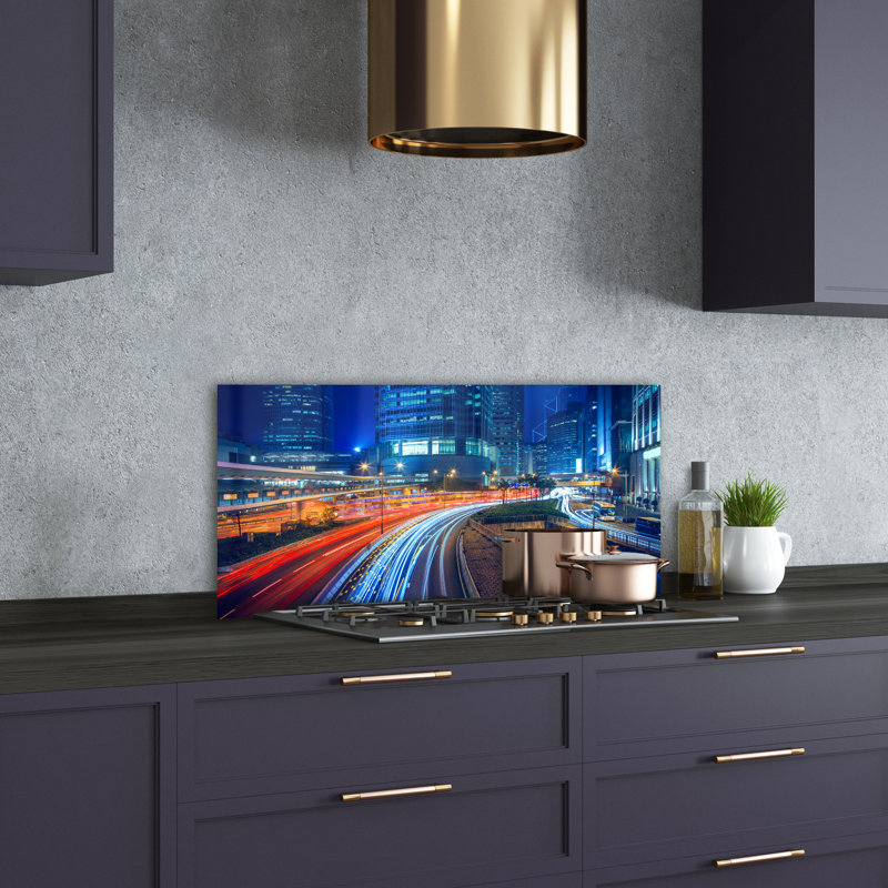 Hong Kong by Night 50cm x 100cm Glass Panel