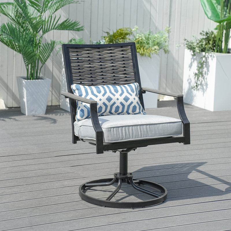 Chaise de salle à manger avec coussin d'extérieur Daeyon (ensemble de 2)