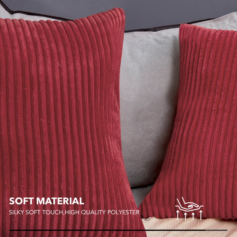 Reversible Pillow Cover, 16"W x 16"L, Dark Red