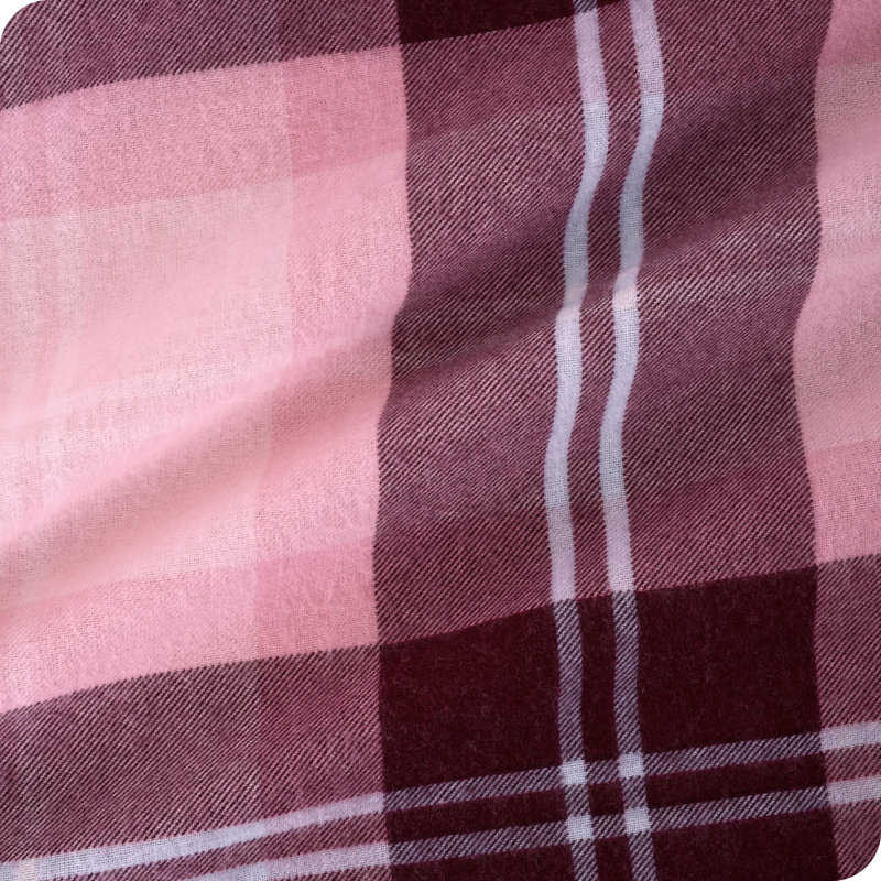 100% Cotton Flannel Sheet Set, Twin Sheet Set with 1 Pillowcase, Pink Symphony Plaid