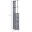 Armoire de salle de bain grise de 54 po de hauteur. 2 tablettes et 2 tiroirs. Autoportante et peu encombrante. Support de structure solide. Support mural supplémentaire. Rangement pour serviettes. L 13 po x H 52,99 po. Poids: 22 lb. Assemblage requis