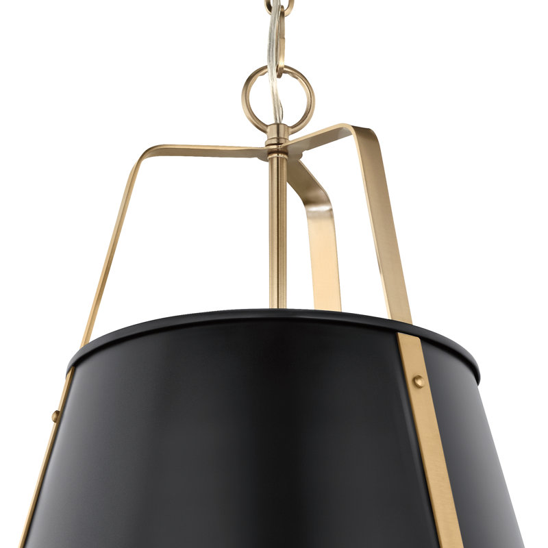 Suspension Kichler Etcher à 2 lumières, noire avec accents bronze champagne, abat-jour en métal et diffuseur en verre gravé