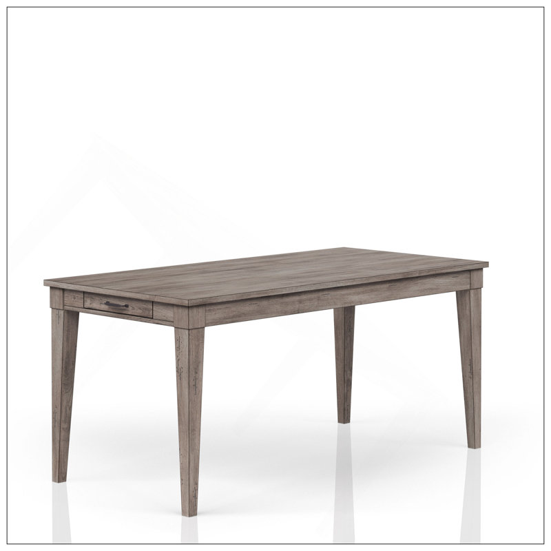 Table de salle à manger rustique gris avec deux tiroirs de rangement et rallonge