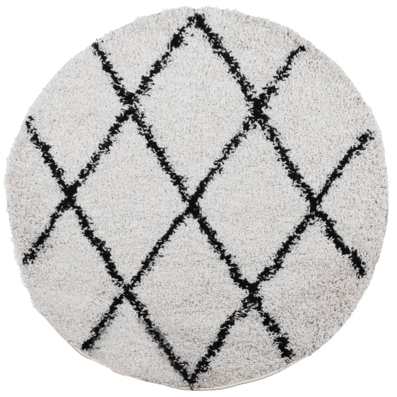 Amanda Geometric Shag Area Rug, Round 120cm