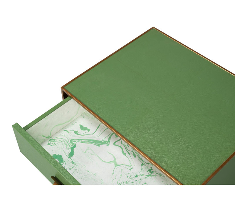 Shagreen 2 - Drawer Solid Wood Nightstand, Green