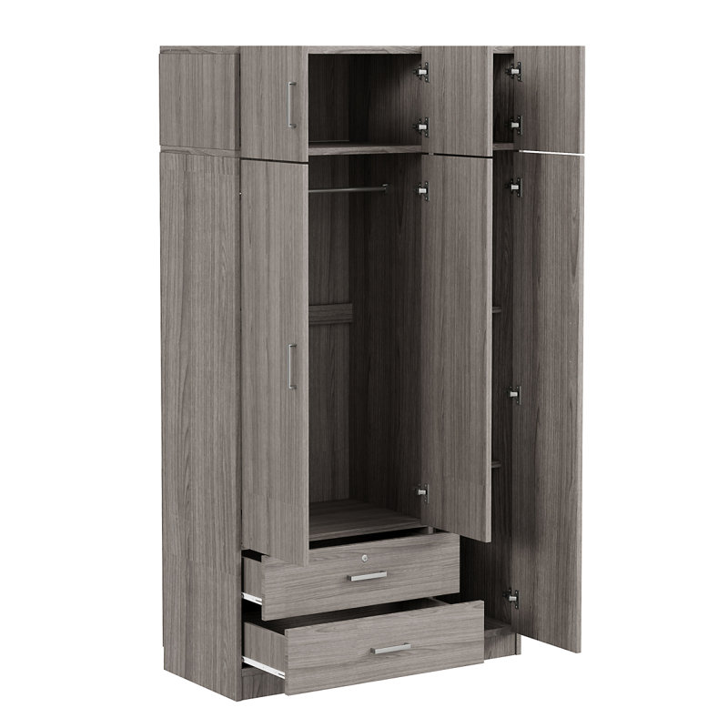 Armoire-penderie à miroir polyvalente pour optimiser l'espace et l'organisation, Noir