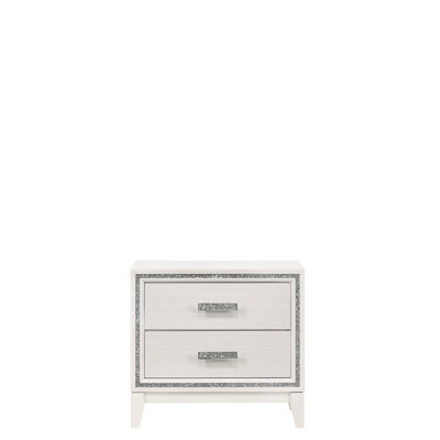 Table de chevet blanche - Élégante et pratique avec unité de rangement fonctionnelle pour chambre à coucher avec 2 tiroirs et glissière en métal au centre pour plus de stabilité l 28 po x P 17 po