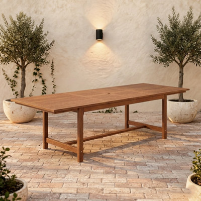 Alyisa Extendable Rectangular FSC Wood Outdoor Dining Table - Dark finish