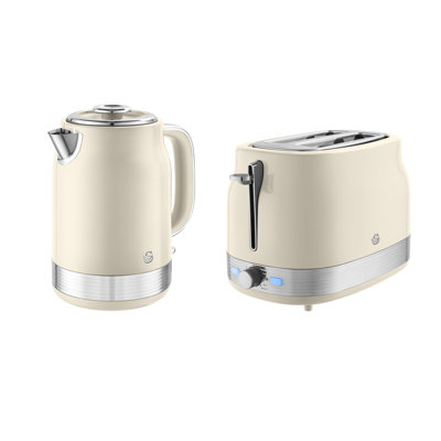 Swan Retro Kitchen Set, 1.7L Rapid Boil Traditional Kettle and 2 Slice Toaster, Non-Slip Feet
