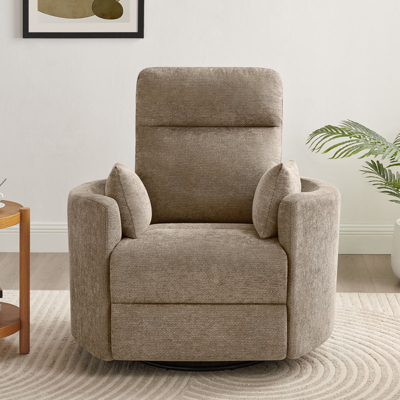 Cozy Manual Swivel Chenille Recliner for Living Room, Camel