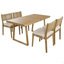 Outdoor 6 Seater Acacia Wood Dining Set With Cushins,Finish And Cream