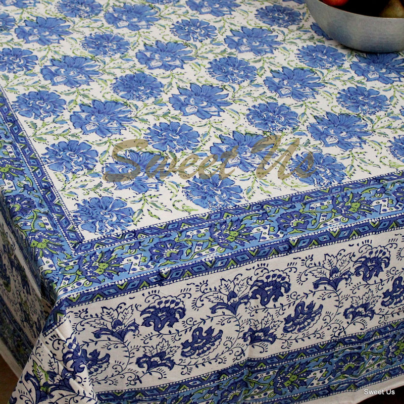 Nappe en coton imprimé fleur de lotus, L 90 po x l 60 po