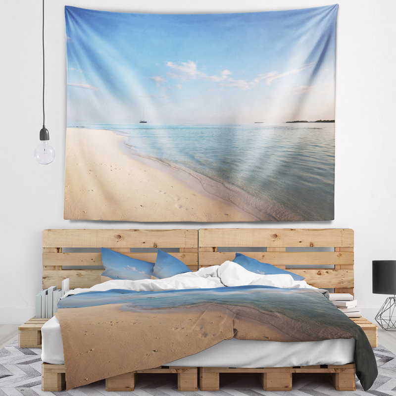 Tapisserie bleu ciel seascape serene, H 32 po x l 39 po