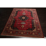 8'11" x 11'8" Hand-Knotted Wool 250 KPSI Ferahan Oriental Rose/Midnight Blue/Aqua Area Rug