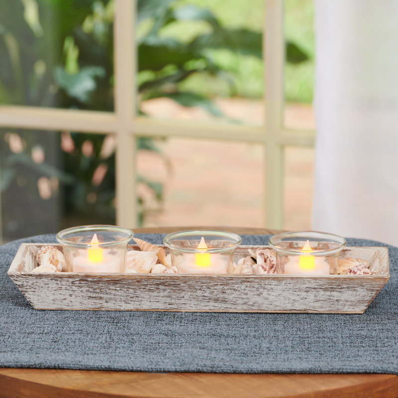 Plateau votif Sea Treasures, H 1,97 po x l 11,81 po x P 3,54 po, Brun