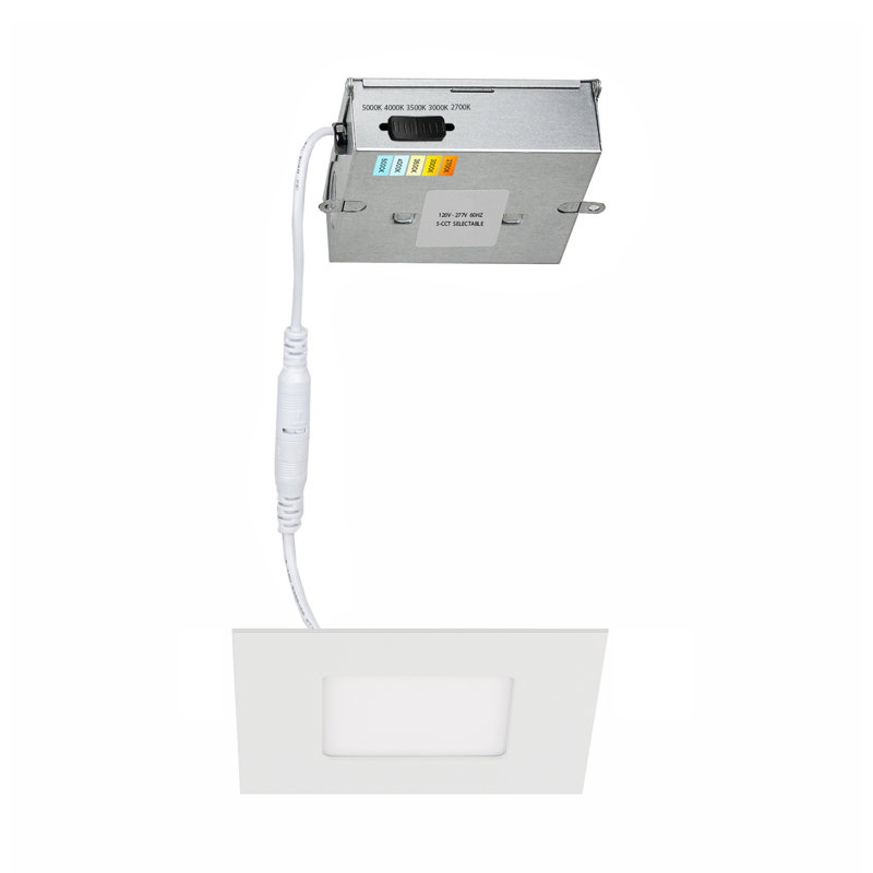 Lotos 4in LED White Square Recessed Light Kit With 5 Colour Temperature (CCT) Selectable Switch