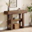 Console de 41,34 po de style maison de campagne avec tablettes de rangement, canapé étroit à 2 niveaux avec pieds robustes en forme de H-1790005304