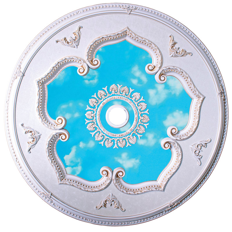 Médaillon de plafond rond, Blanc / Doré