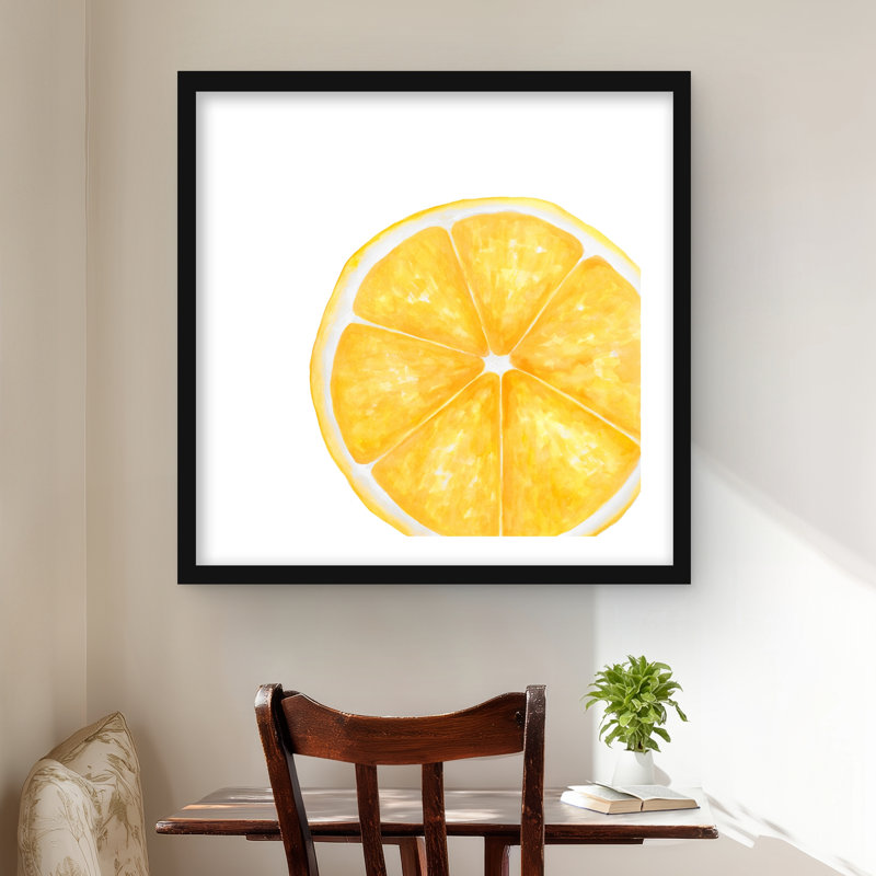 «Lemon Slice» - reproduction matte encadrée jaune
