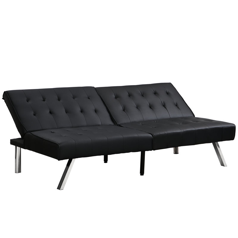 Lit ergonomique avec structure en bois, pieds en acier inoxydable, noir, poids de 58,58 lb, lit en cuir confortable, structure, espace