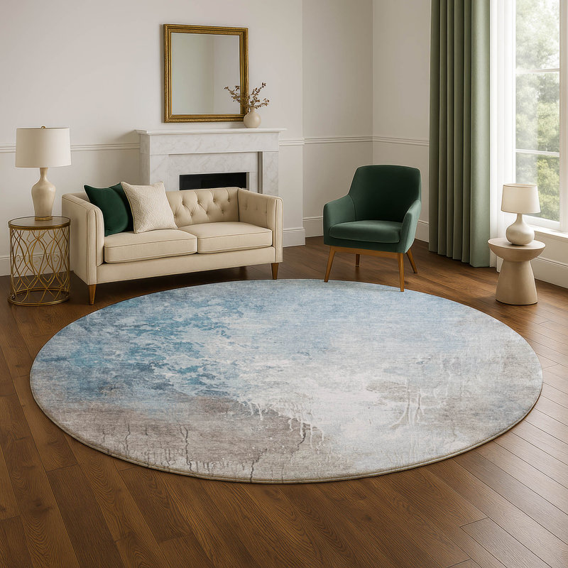 Premium Machine Washable Stallings AMF1842 Abstract Rug, Round 8'