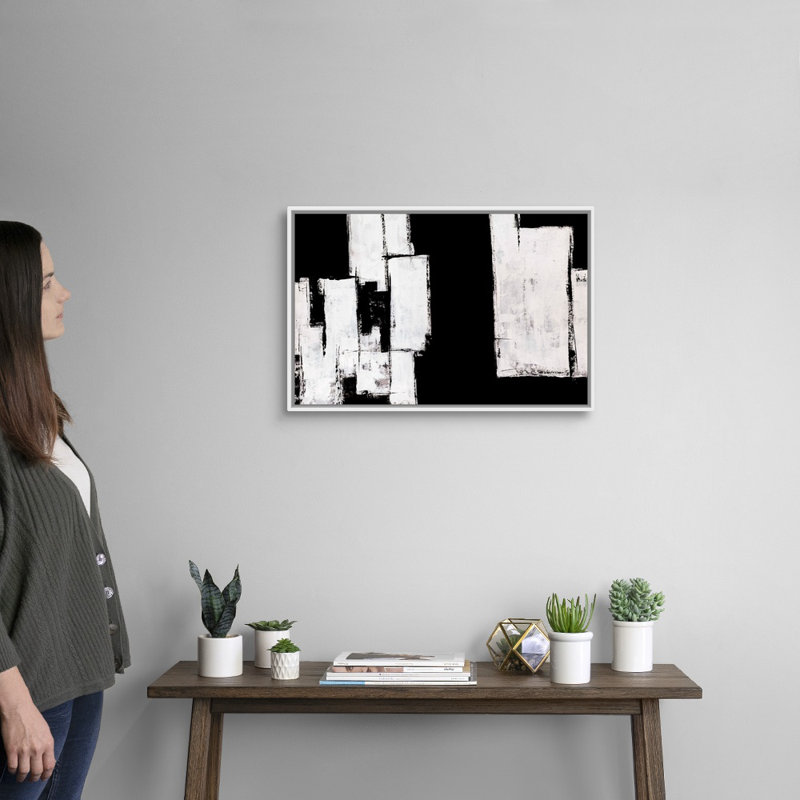 « Break Down » par Brent Abe-impression d’art graphique sur toile, Cadre flottant blanc, H 18 po x l 26 po x P 1,75 po