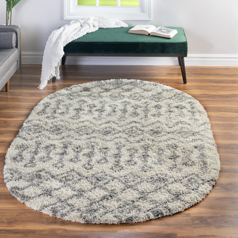 Birte Geometric Indoor Rug, Oval 5'3" x 8'