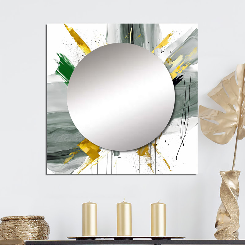 Blancha - Miroir carré abstrait mural pour chambre à coucher, 29 po x 29 po