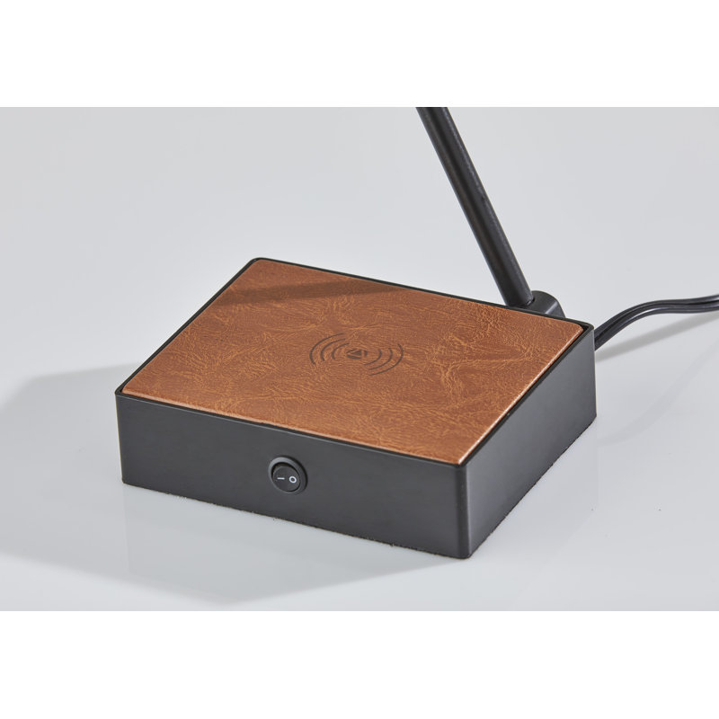 Kayal Adjustable Metal USB Desk Lamp, Black/Camel, 24.5" H x 6" W x 24" D