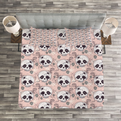 Aelyn Pink/Black/White Microfibre Bedspread Set
