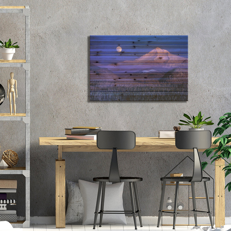 Paysage au clair de lune avec le mont Hood (Wy'east), Oregon, États-Unis, H 18 po x l 26 po x P 1,5 po